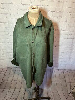 Truth Faux Leather Suede Heavy weight military green Button Up Shacket Size XL